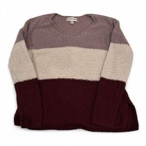 Knox Rose Women’s Burgundy Pink Cream Colorblock Sweater Small